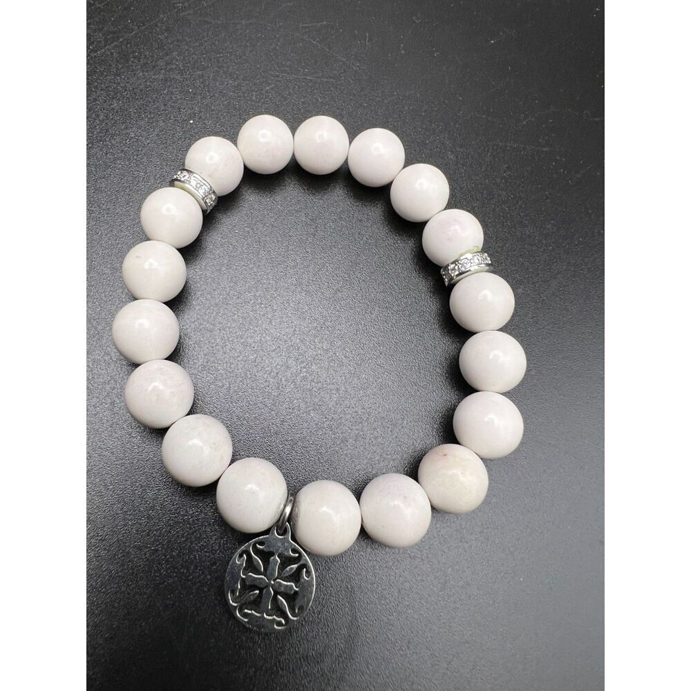 Rustic Cuff White Stretch Bracelet - image 3